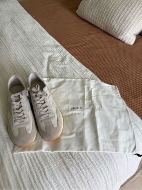 Vince Cream Suede & Leather Low-Top Sneakers